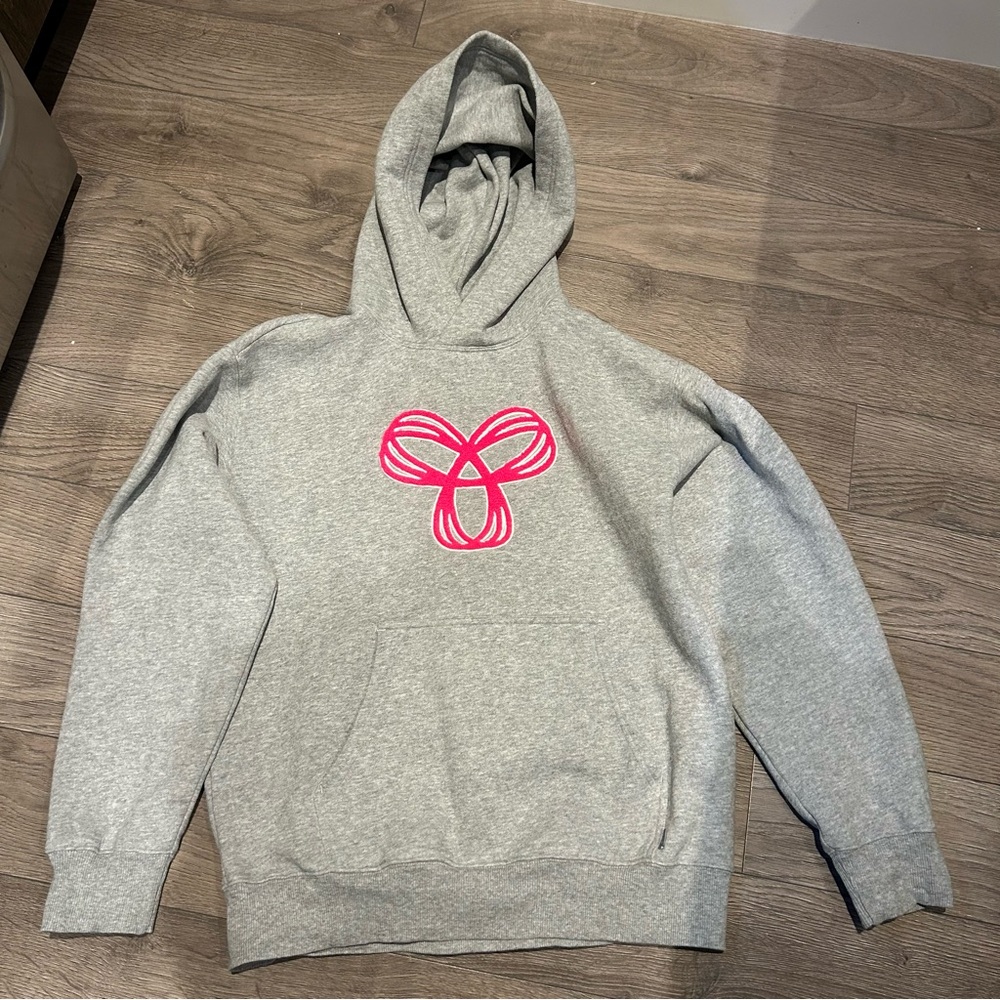 Aritzia Tna Grey & Neon Pink Logo Hoodie Size M